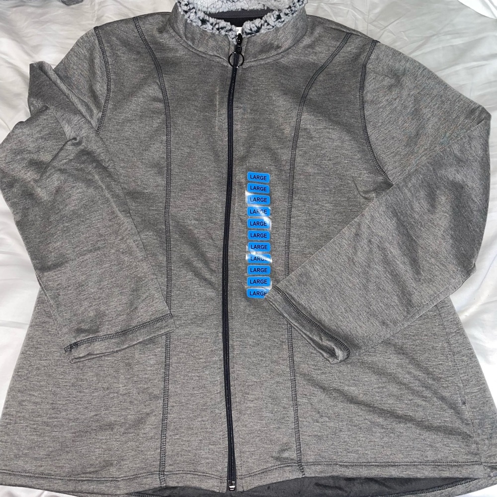 Cuddl Duds Sherpa Collar Fleece Zip Up Jacket Sz L